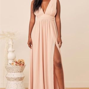 Lulus bridesmaid Heavenly Hues Blush Maxi Dress dusty blush size m